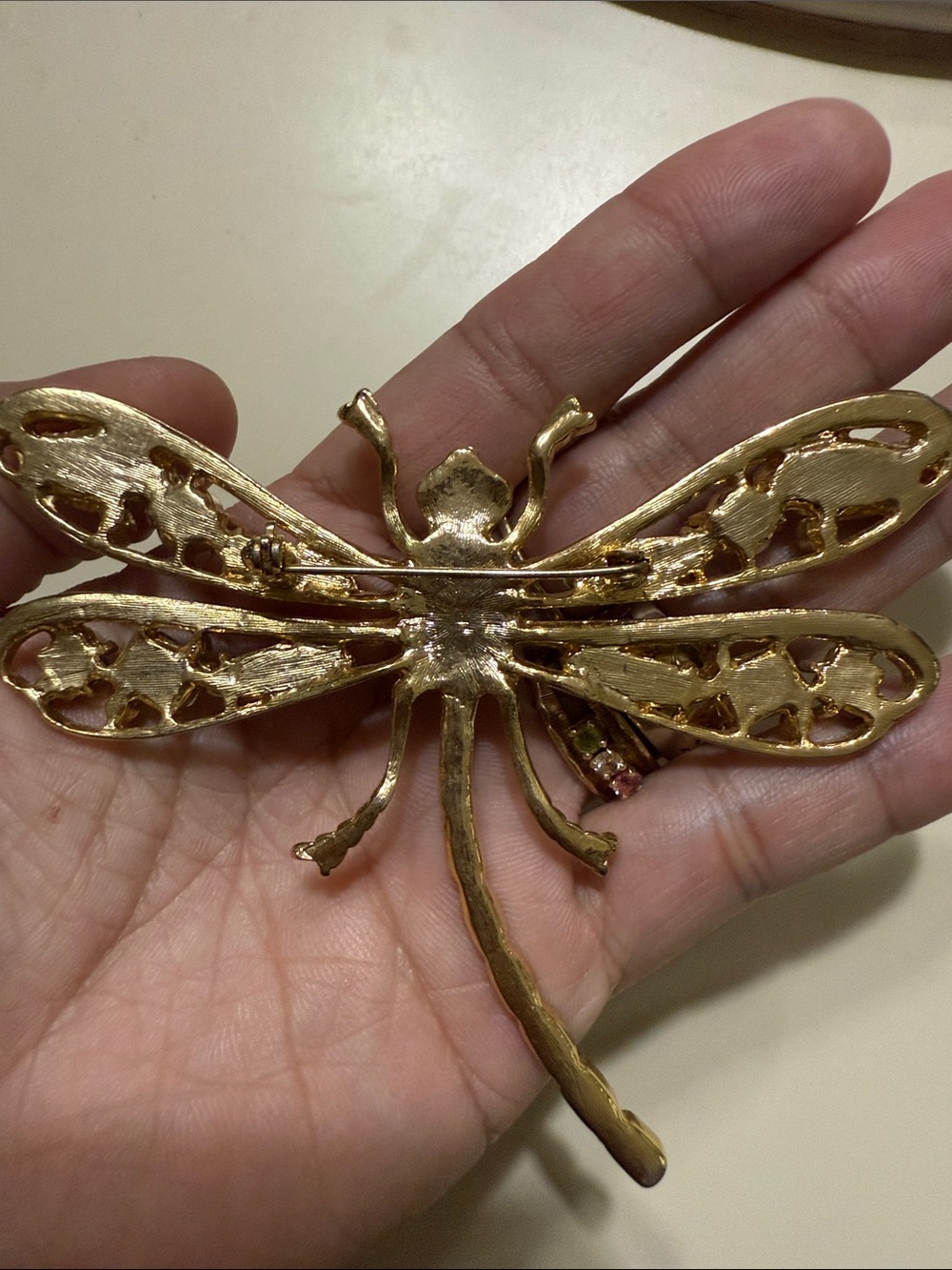 MultiColored Rinestone Dragonfly Brooch - Picture 5 of 5